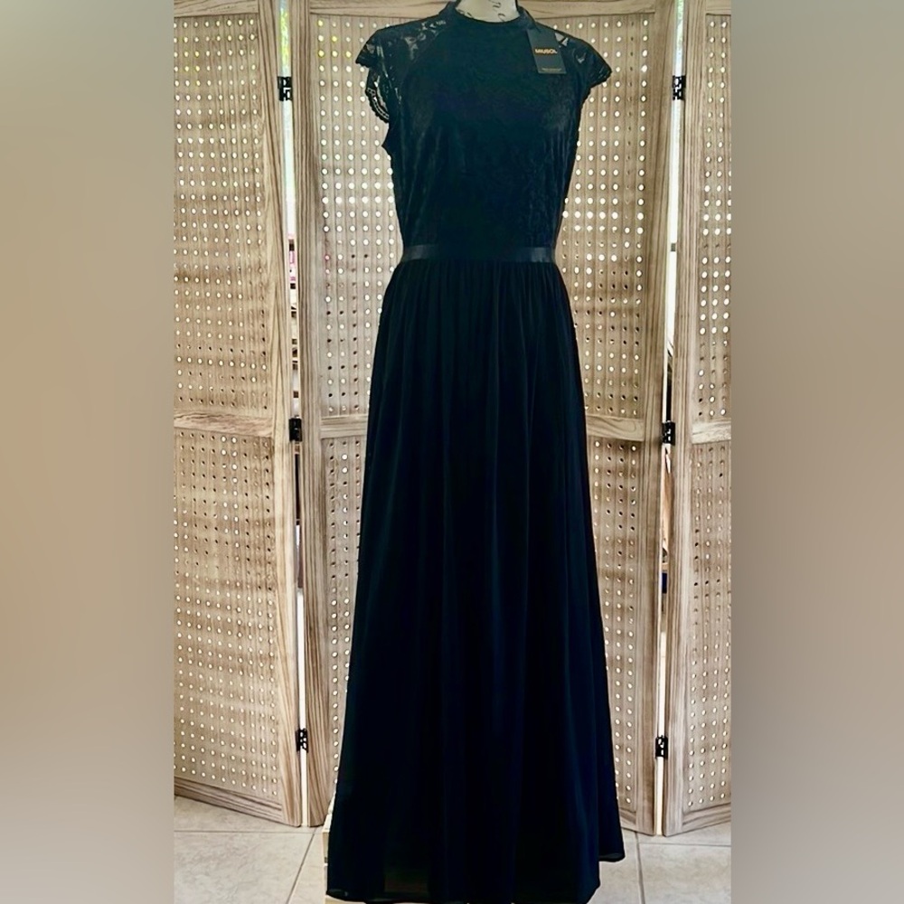 New Miusol black lace formal maxi dress